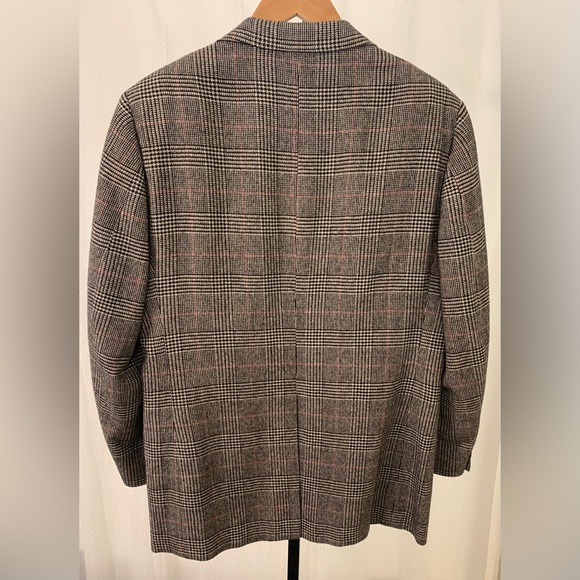 Camel Hair Blazer in Plaid with Red - Picture 2 of 4